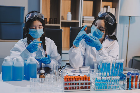 Modern Empty Science Laboratory With Microscopes, Test Tubes And Other Laboratory Equipments