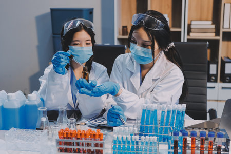 Modern Empty Science Laboratory With Microscopes, Test Tubes And Other Laboratory Equipments