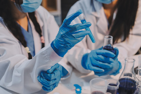 Modern Empty Science Laboratory With Microscopes, Test Tubes And Other Laboratory Equipments