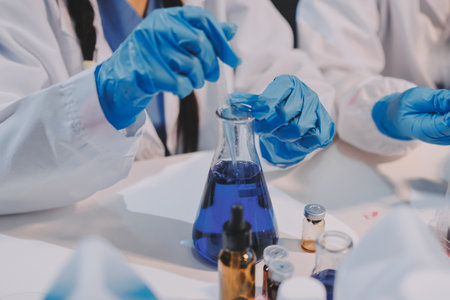 Modern Empty Science Laboratory With Microscopes, Test Tubes And Other Laboratory Equipments