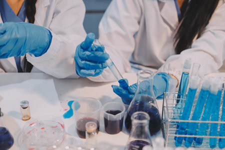 Modern Empty Science Laboratory With Microscopes, Test Tubes And Other Laboratory Equipments