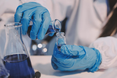 Modern Empty Science Laboratory With Microscopes, Test Tubes And Other Laboratory Equipments