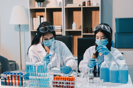 Modern Empty Science Laboratory With Microscopes, Test Tubes And Other Laboratory Equipments