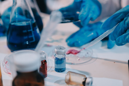 Modern Empty Science Laboratory With Microscopes, Test Tubes And Other Laboratory Equipments