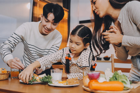 Family spends their free time togetherの写真素材