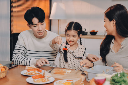 Family spends their free time togetherの写真素材