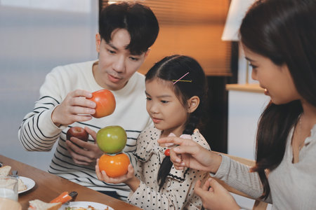 Family spends their free time togetherの写真素材