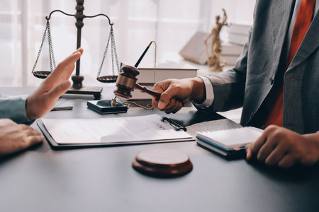 Lawyer explained to the client about the law that must be brought against the court case.