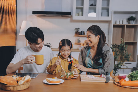 Family spends their free time togetherの写真素材