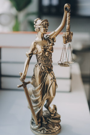 Lawyer explained to the client about the law that must be brought against the court case.の写真素材