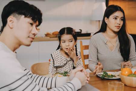 Family spends their free time togetherの写真素材