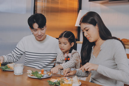 Family spends their free time togetherの写真素材