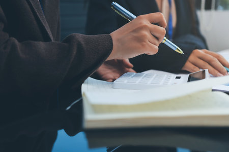 Success in a business meeting at work with a lens flare. Achievement or celebration, motivation and businesspeople clapping hands for good news or supportの写真素材