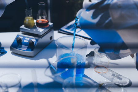 Researchers working in the clinical laboratoryの写真素材