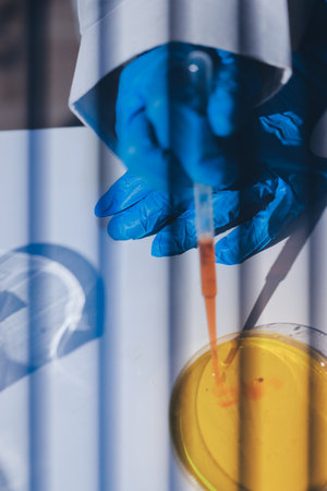 Researchers working in the clinical laboratoryの写真素材