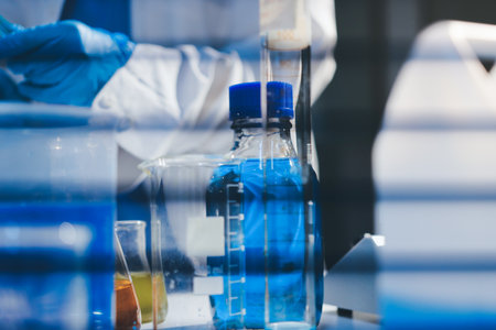 Researchers working in the clinical laboratoryの写真素材