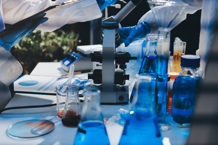 Researchers working in the clinical laboratory