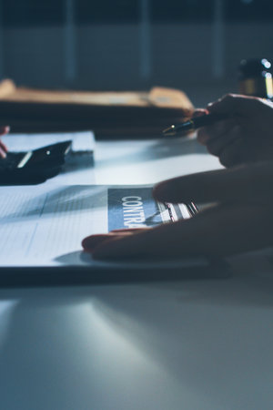 Lawyer explained to the client about the law that must be brought against the case.の写真素材