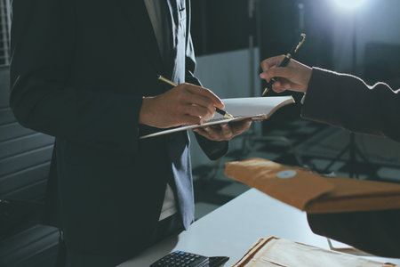 Lawyer explained to the client about the law that must be brought against the court case.