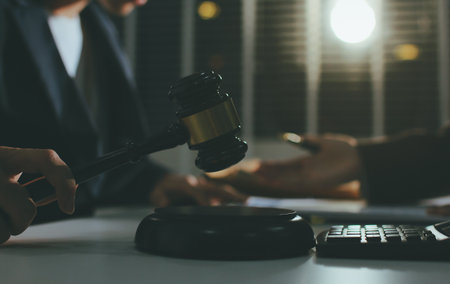 Lawyer explained to the client about the law that must be brought against the court case.
