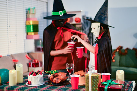 People having fun at Halloween party