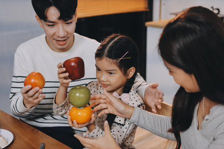 Family spends their free time togetherの写真素材