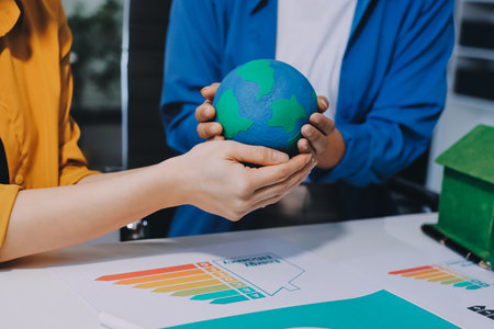Businessman talks ESG environmental social governance policy.