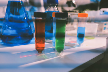 Researchers working in the clinical laboratoryの写真素材