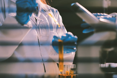 Researchers working in the clinical laboratoryの写真素材