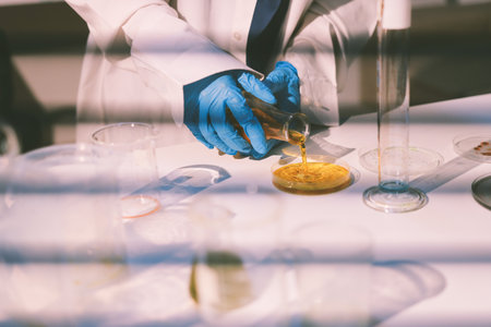 Researchers working in the clinical laboratoryの写真素材