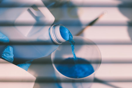 Researchers working in the clinical laboratoryの写真素材