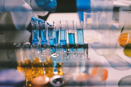 Researchers working in the clinical laboratoryの写真素材