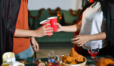 People having fun at Halloween party
