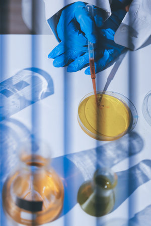 Researchers working in the clinical laboratoryの写真素材