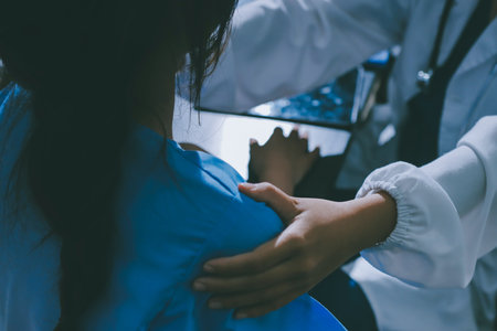 Doctors shake hands with patients encouraging each other and praying for blessings. To offer love,...