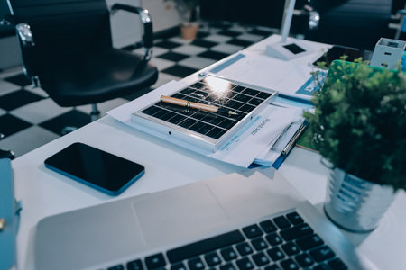 Group of businesspeople in team brainstorm meeting discussion on ESG (Environmental, social, corporate governance) organization planning. Sustainable business, coworker people teamwork. Close upの写真素材