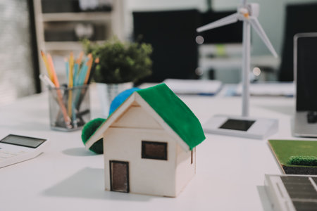 Group of businesspeople in team brainstorm meeting discussion on organization planning. Sustainable business, coworker people teamwork. Close upの写真素材