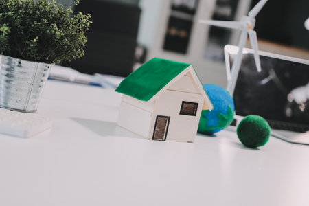 Group of businesspeople in team brainstorm meeting discussion on ESG (Environmental, social, corporate governance) organization planning. Sustainable business, coworker people teamwork. Close upの写真素材