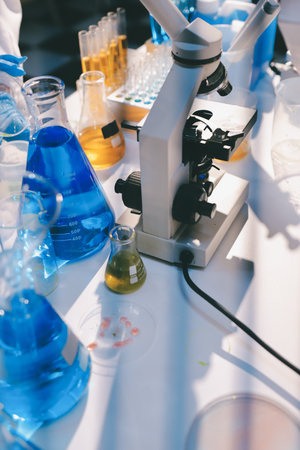 Researchers working in the clinical laboratoryの写真素材
