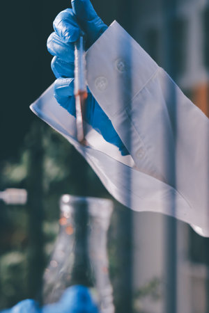 Researchers working in the clinical laboratoryの写真素材