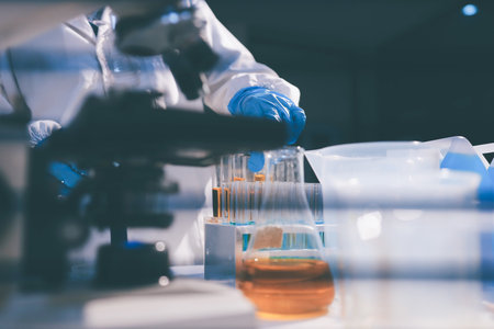 Researchers working in the clinical laboratoryの写真素材