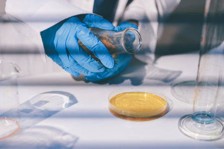 Researchers working in the clinical laboratoryの写真素材