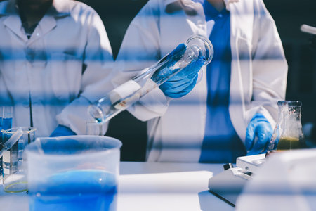 Researchers working in the clinical laboratoryの写真素材