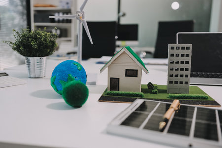 Group of businesspeople in team brainstorm meeting discussion on sustainable business, coworker people teamwork. Close upの写真素材