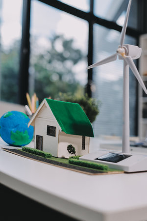 Group of businesspeople in team brainstorm meeting discussion on organization planning. Sustainable business, coworker people teamwork. Close upの写真素材