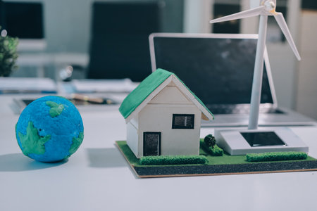 Group of businesspeople in team brainstorm meeting discussion on organization planning. Sustainable business, coworker people teamwork. Close upの写真素材