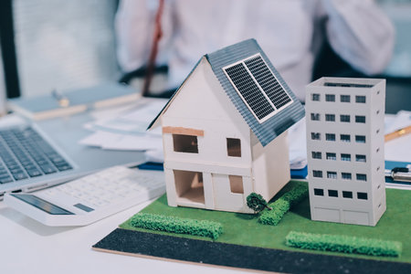 Group of businesspeople in team brainstorm meeting discussion on organization planning. Sustainable business, coworker people teamwork. Close upの写真素材