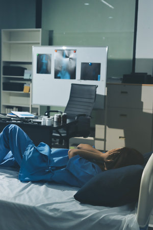 A patient with depression looks outside.の写真素材