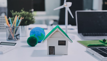 Group of businesspeople in team brainstorm meeting discussion on organization planning. Sustainable business, coworker people teamwork. Close upの写真素材