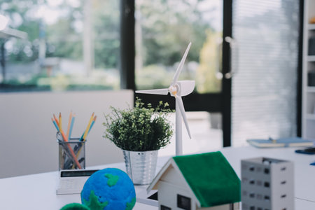 Group of businesspeople in team brainstorm meeting discussion on organization planning. Sustainable business, coworker people teamwork. Close upの写真素材